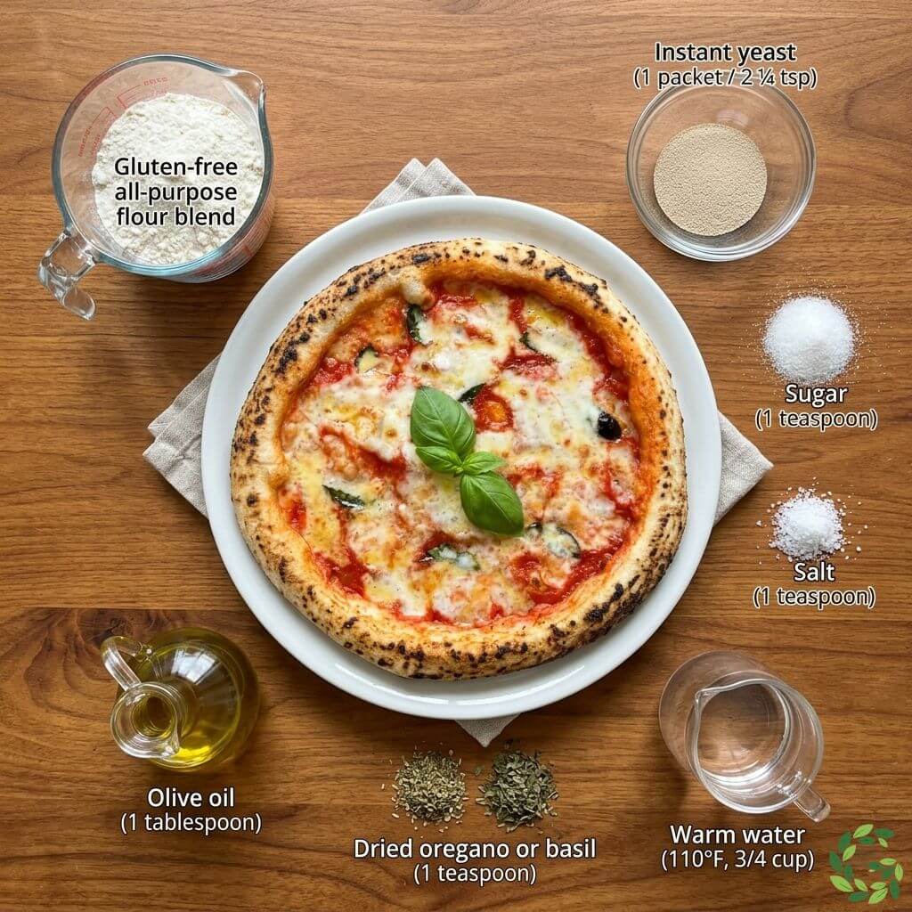 Ingredients for gluten free pizza base recipe