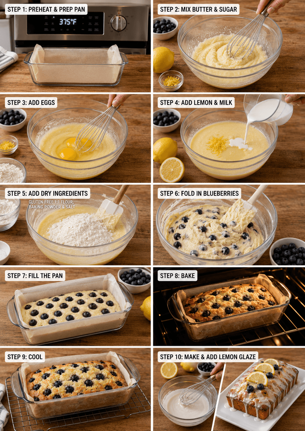 gluten free blueberry lemon bread