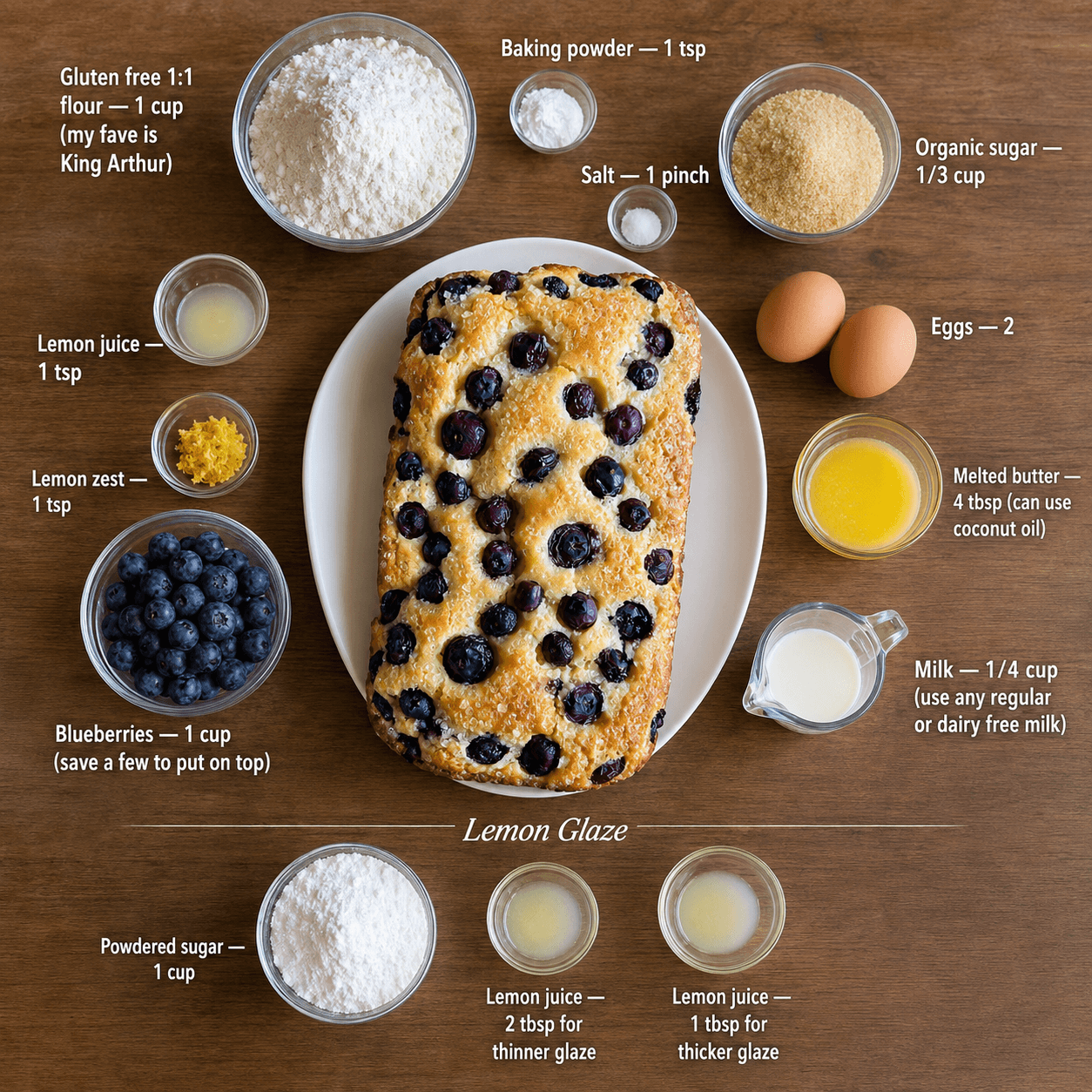 gluten free lemon blueberry loaf