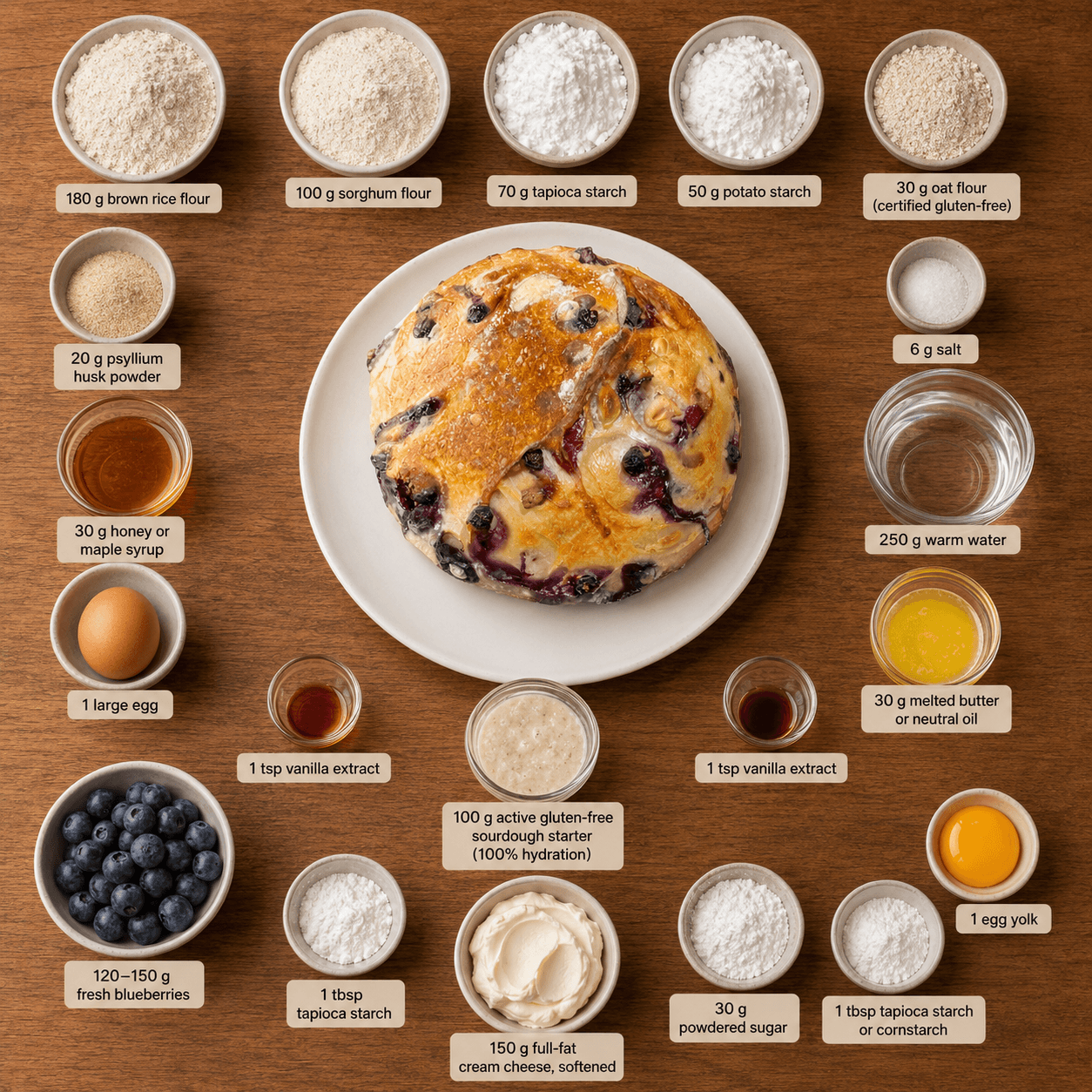 GF Blueberry Cream Cheese Sourdough Bread